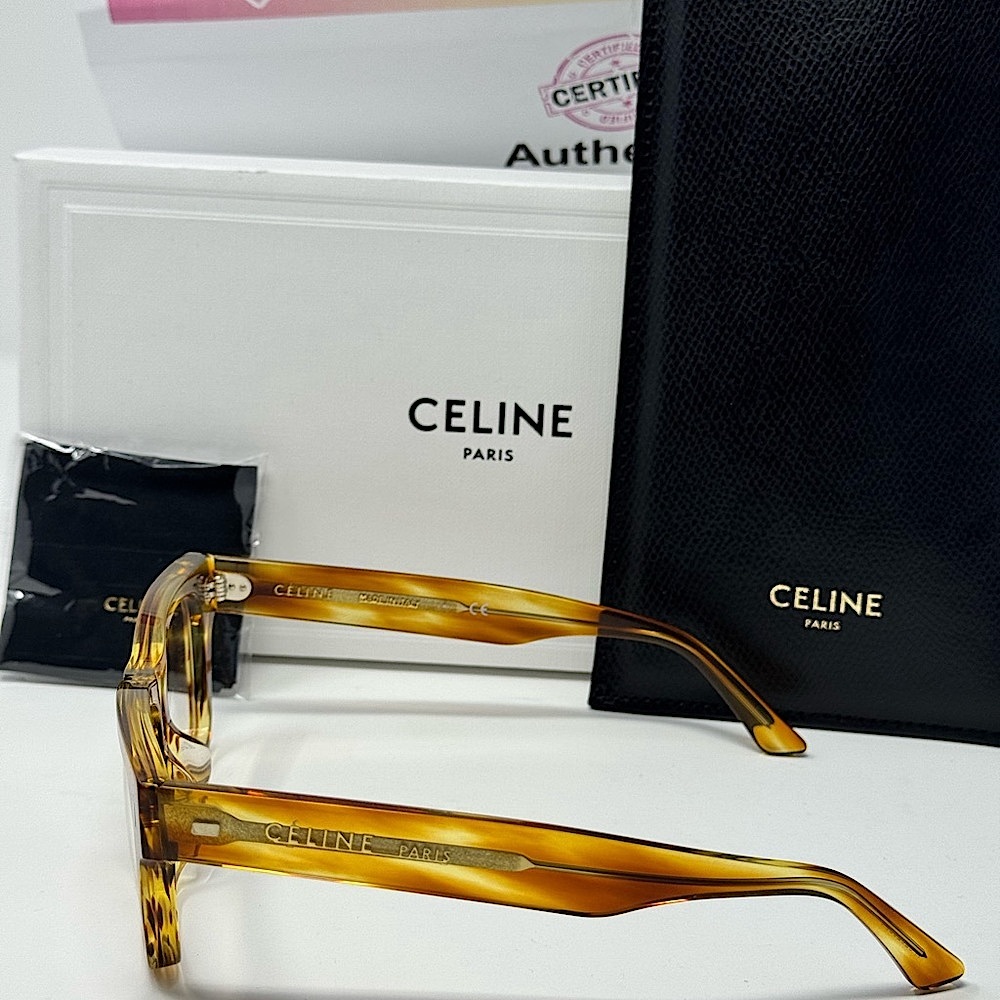 NEW Celine CL50011F 56 Amber Brown Havana Unisex Eyeglasses Authentic - Picture 2 of 6